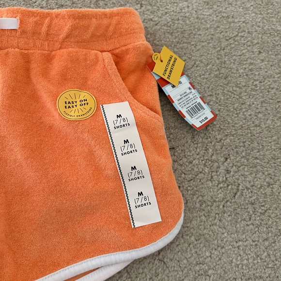 3 of NWT Cat&Jack Stretch Girls Blue Jean Overall, 2 Orange Shotrs, Sz M (7, 8) - Picture 7 of 16